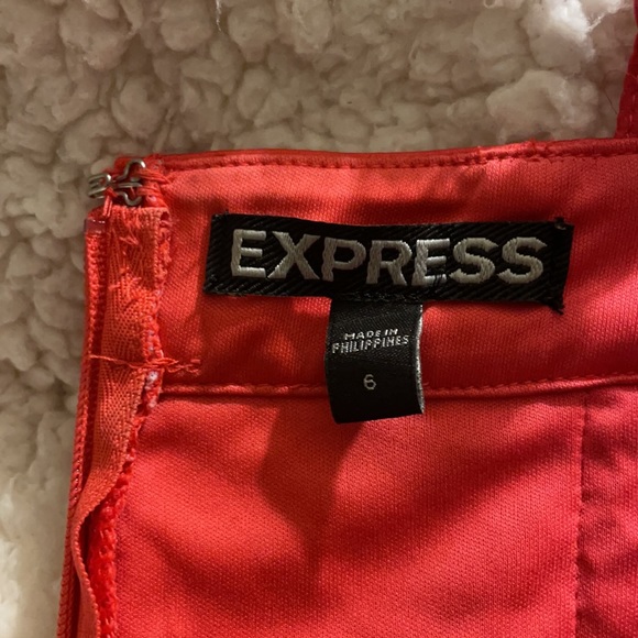 Lace corset Dress by Express in a vibrant coral color - Picture 6 of 7